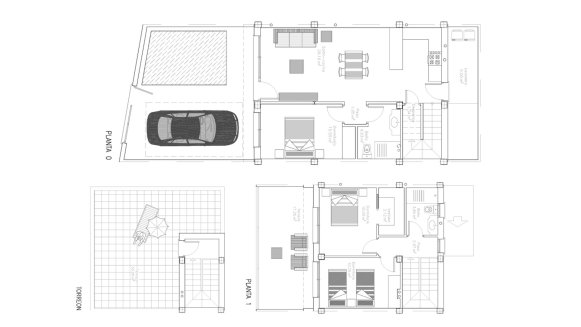 Villa floor plan, 3 bedrooms in Palmeras Gold XI No. 3 (2D)